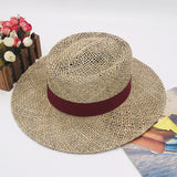 Cowgirl Hats Straw Rope Hollow out Wide Brim Straw Hat Summer Men's and Women's Hats Flat Top Wide Brim Cowboy Hat