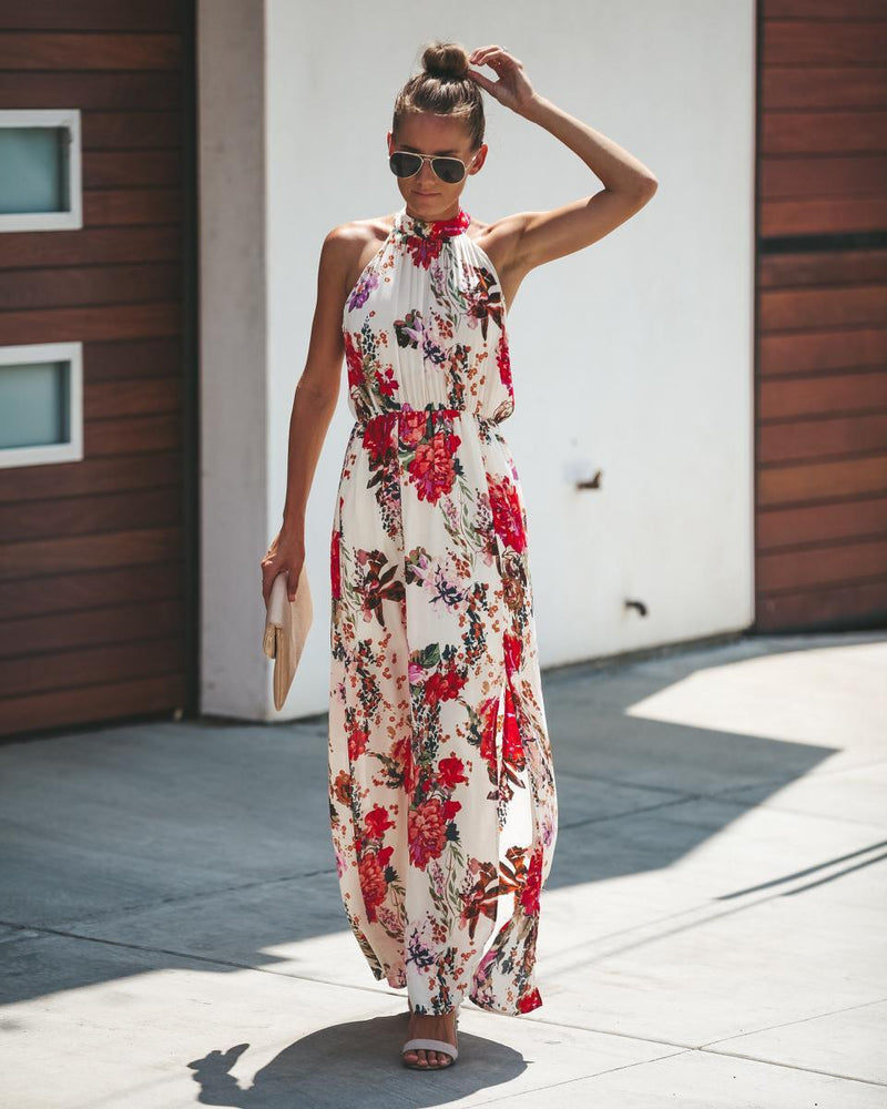 Floral Print Sleeveless Dress for Women Flower Print Cottagecore Aesthetic Dress