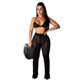 See through Pants Suit Summer Women's Fashion Perspective Two-Piece Suit