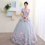 Women'S Evening Dress Ball Gown Princess Quinceanera Wedding Dress Blue-Gray Dress