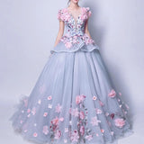Women'S Evening Dress Ball Gown Princess Quinceanera Wedding Dress Blue-Gray Dress