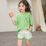 Children's Summer Suit Girls' Summer Short-Sleeved Shirt and Shorts Two-Piece Children Girl's Summer Clothes
