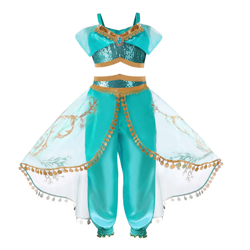 Halloween Frozen Dress Toddler Children's Casual Princess Jasmine Lamp of Aladdin Suit