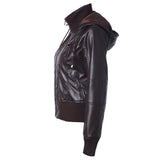 Cute Leather Jacket Stitching Drawstring Turtleneck Zipper PU Leather Coat Motorcycle Jacket