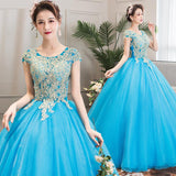 Women's Evening Dress Ball Gown Princess Quinceanera Wedding Dresses Long Stage Costume Evening Dress Tulle Tutu Dress