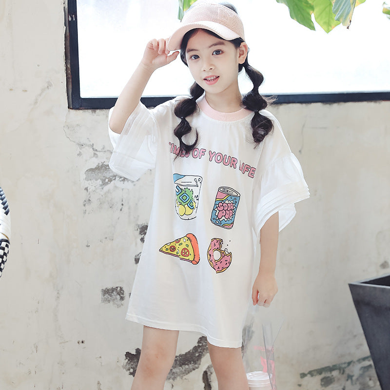 Children's Clothing Summer Fashion Short-Sleeved Children's Loose Mid-Length T-shirt Top Girl T Shirts