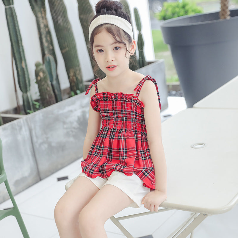 Girls' Clothing Summer Suspender Skirt Children Fashion Suspenders Tops Children Girl's Summer Clothes
