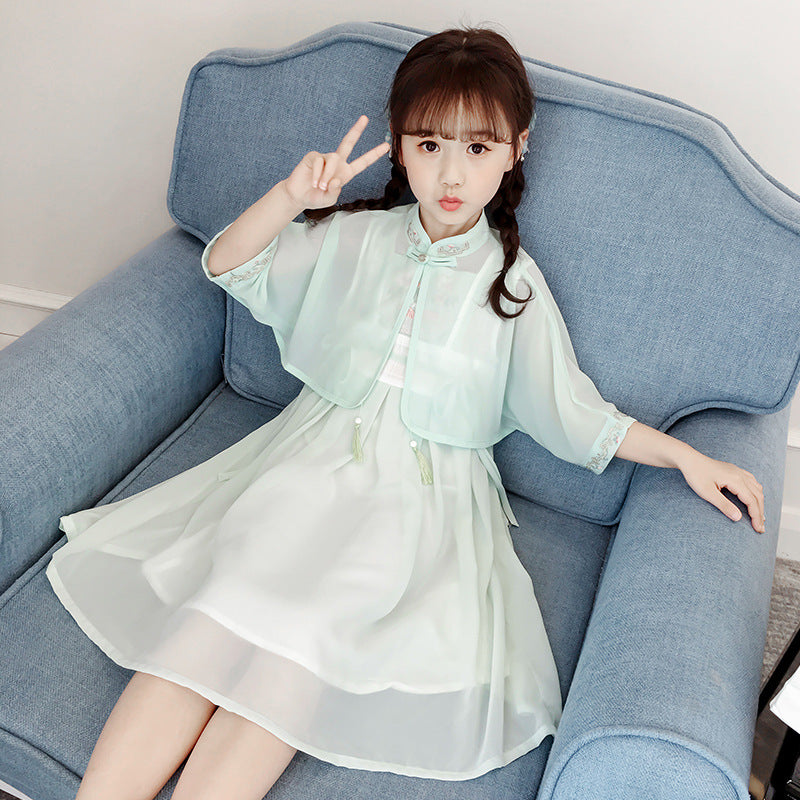 Girls' Summer Children's Fashion Chiffon Suit Skirt Children's Girl's Summer Clothes