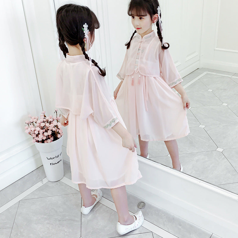 Girls' Summer Children's Fashion Chiffon Suit Skirt Children's Girl's Summer Clothes