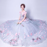 Women'S Evening Dress Ball Gown Princess Quinceanera Wedding Dress Blue-Gray Dress