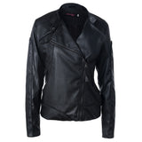 Cute Leather Jacket Solid Color Stand Collar Side Zipper PU Leather Jacket Motorcycle Jacket Jacket Top
