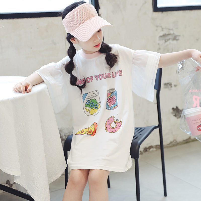 Children's Clothing Summer Fashion Short-Sleeved Children's Loose Mid-Length T-shirt Top Girl T Shirts