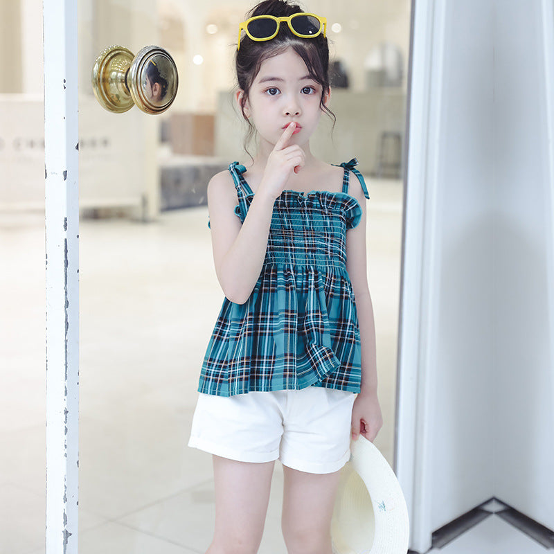 Girls' Clothing Summer Suspender Skirt Children Fashion Suspenders Tops Children Girl's Summer Clothes