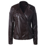 Cute Leather Jacket Solid Color Stand Collar Side Zipper PU Leather Jacket Motorcycle Jacket Jacket Top