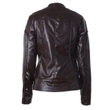 Cute Leather Jacket Solid Color Stand Collar Side Zipper PU Leather Jacket Motorcycle Jacket Jacket Top