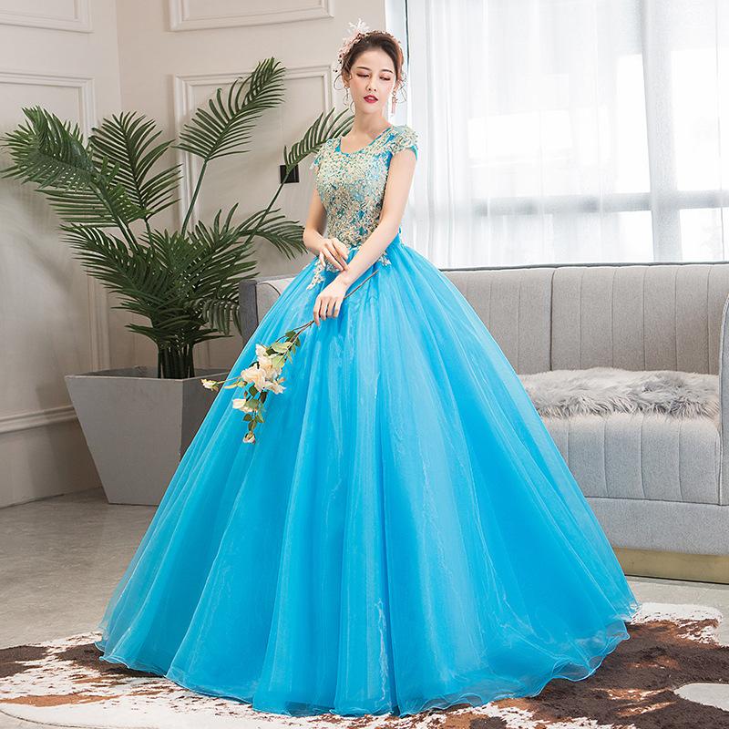 Women's Evening Dress Ball Gown Princess Quinceanera Wedding Dresses Long Stage Costume Evening Dress Tulle Tutu Dress