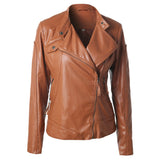 Cute Leather Jacket Solid Color Stand Collar Side Zipper PU Leather Jacket Motorcycle Jacket Jacket Top