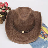 Cowgirl Hats Brown Raviola Cowboy Hat Striped Flanging Floppy Hat