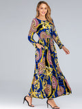 Muslim Women Stylish Kashibo Abaya Muslim Ladies Long Gown Islamic Clothing Jilbab Jalabiya Fashion Plus Size Slim Long Sleeve Big Hem Dress
