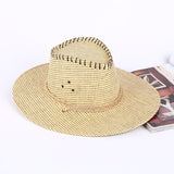 Cowgirl Hats Men's Western Cowboy Hat Foldable Women's Straw Beach Sun-Proof Fedora Hat