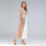 Muslim Women Stylish Kashibo Abaya Muslim Ladies Long Gown Islamic Clothing Jilbab Jalabiya Stitching Sequins Dress