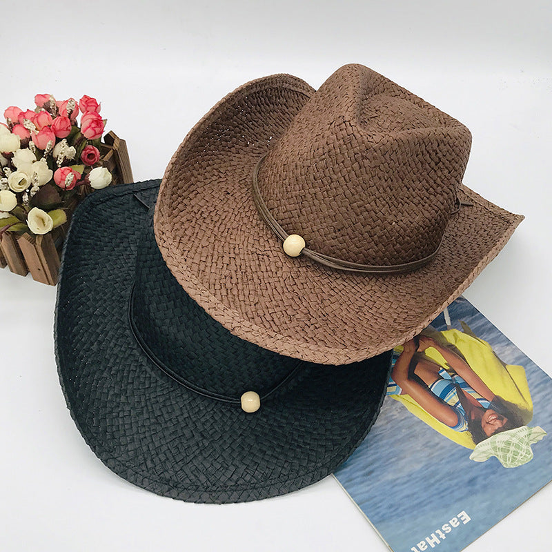 Cowgirl Hats Brown Raviola Cowboy Hat Striped Flanging Floppy Hat