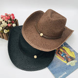 Cowgirl Hats Brown Raviola Cowboy Hat Striped Flanging Floppy Hat