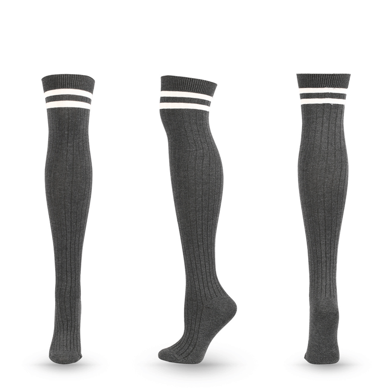 Winter Thick Knit Thigh High Socks Long Stockings Boot Spring and Autumn Breathable Stockings Striped Jacquard Knee Socks