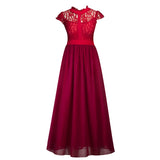 Cocktail Attire for Women Spring Summer Lace Dress Mesh Hollow Chiffon Patchwork Bridesmaid Banquet Dress