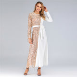 Muslim Women Stylish Kashibo Abaya Muslim Ladies Long Gown Islamic Clothing Jilbab Jalabiya Stitching Sequins Dress