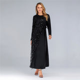 Muslim Women Stylish Kashibo Abaya Muslim Ladies Long Gown Islamic Clothing Jilbab Jalabiya Stitching Sequins Dress