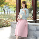 Chinese Traditional Dress Adult Summer Daily Waist Cross-Collar Ruqun Cheongsam for Women