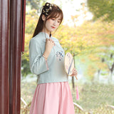 Chinese Traditional Dress Adult Summer Daily Waist Cross-Collar Ruqun Cheongsam for Women