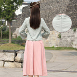 Chinese Traditional Dress Adult Summer Daily Waist Cross-Collar Ruqun Cheongsam for Women