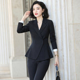 Women's Autumn Uniform Designs Formal Style Office Lady Bussiness Attire Work Suit Slim Fit Small Suit Overalls