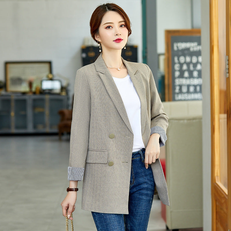 Women Autumn Uniform Designs Formal Style Office Lady Bussiness Attire Work Suit Casual Small Suit Top