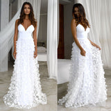 Women Lace Wedding Dress Fashion Women's Wear Sexy Deep V Strap Dress