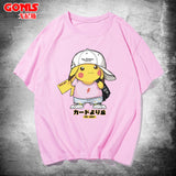 Men and Women Pokemon Pikachu T Shirt Y Pikachu Short Sleeve T-shirt for Men and Women