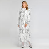 Muslim Women Stylish Kashibo Abaya Muslim Ladies Long Gown Islamic Clothing Jilbab Jalabiya Lace Fashion Long Sleeve Dress