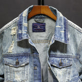 Paisley Denim Jacket Men's Coat Autumn Denim Top