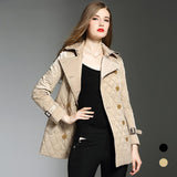 Slim Fit Tied Double Breasted Diamond Lattice Long Cotton Coat Coat