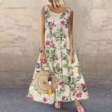 Emery Rose Dresses Retro Sleeveless round Neck Women's Dress