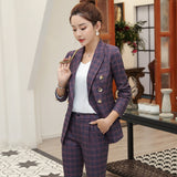 Women Autumn Uniform Designs Formal Style Office Lady Bussiness Attire Work Suit British Style Two-Piece Suit