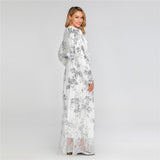 Muslim Women Stylish Kashibo Abaya Muslim Ladies Long Gown Islamic Clothing Jilbab Jalabiya Lace Fashion Long Sleeve Dress