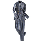 Women Autumn Uniform Designs Formal Style Office Lady Bussiness Attire Work Suit British Style Two-Piece Suit
