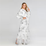 Muslim Women Stylish Kashibo Abaya Muslim Ladies Long Gown Islamic Clothing Jilbab Jalabiya Lace Fashion Long Sleeve Dress