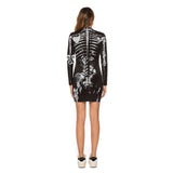 Skull Dress Printed Sheath Slim-Fit Long-Sleeved Dress