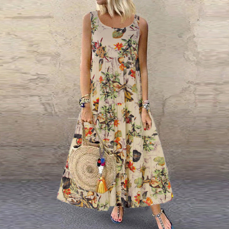 Emery Rose Dresses Retro Sleeveless round Neck Women's Dress