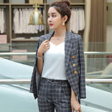 Women Autumn Uniform Designs Formal Style Office Lady Bussiness Attire Work Suit British Style Two-Piece Suit