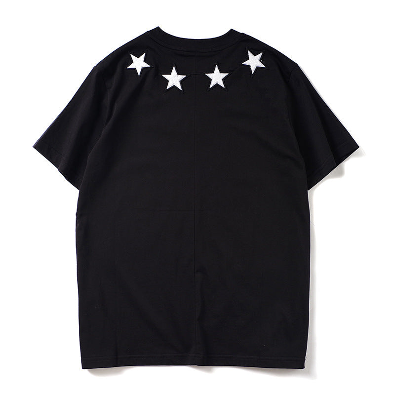 GVC T Shirt Flocking Five-Pointed Star Pure Cotton Loose T-shirt Men and Women